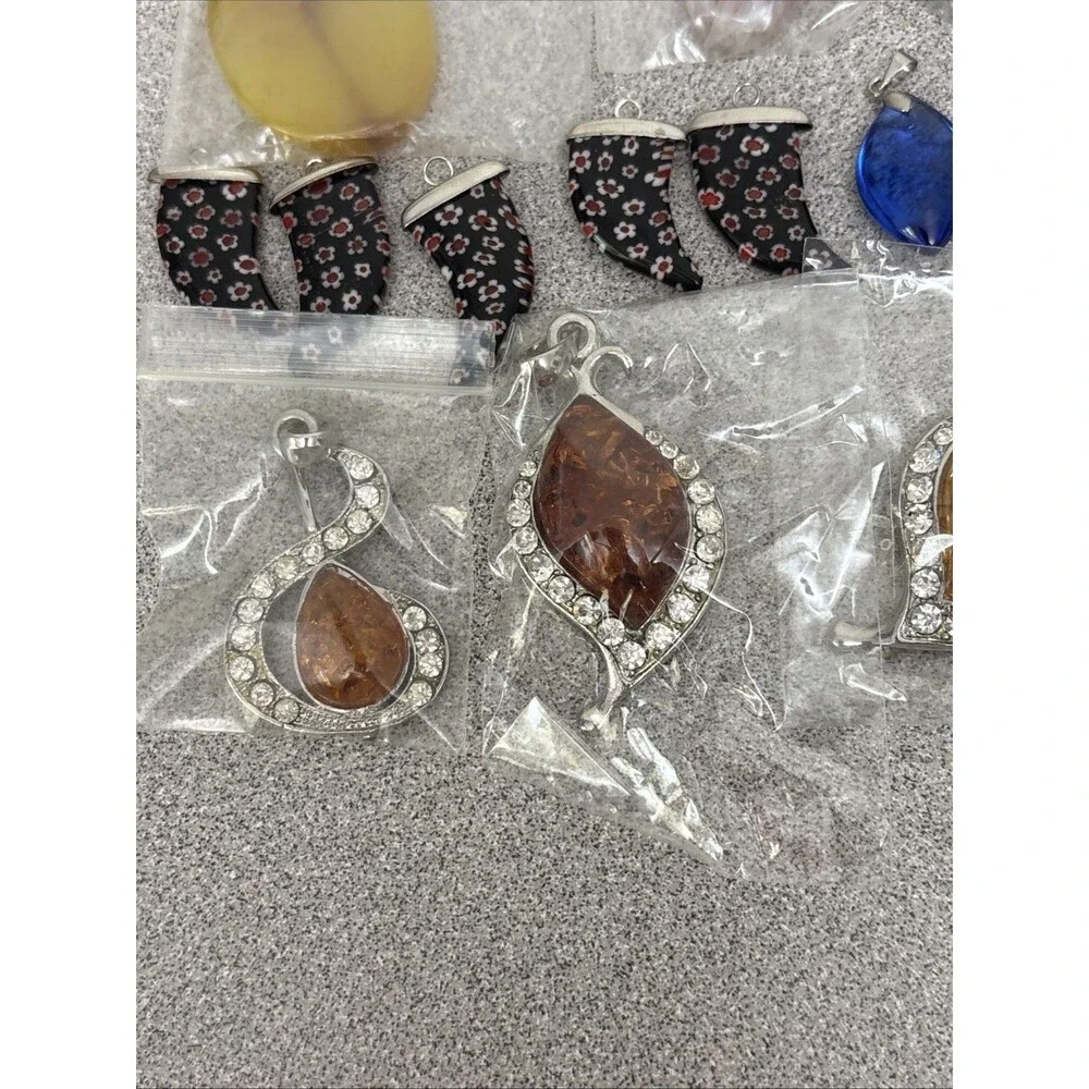 Gemstone Pendant Mixed Lot for Jewelry Making, Crystal & Stone- Set of 26